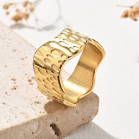 304 Кольца для пальцев из нержавеющей стали с широкими волнами, ионное покрытие (ip)