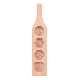 Flower & Flat Round & Square Wooden Press Mooncake Molds, Pastry Molds, Cake Molds, 4 Cavities with Chinese Character