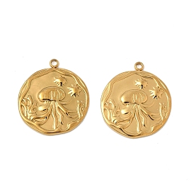 304 подвески из нержавеющей стали, плоский круг с подвесками в виде медуз, ионное покрытие (ip)