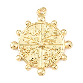 Латунные подвески, плоский круглый с цветными чарами, долговечный, стойки покрытие, без свинца и без кадмия