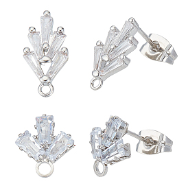 Изделия из латуни, с петлями, прозрачный кубический цирконий и ушные гайки, трава, латунные фрикционные ушные гайки