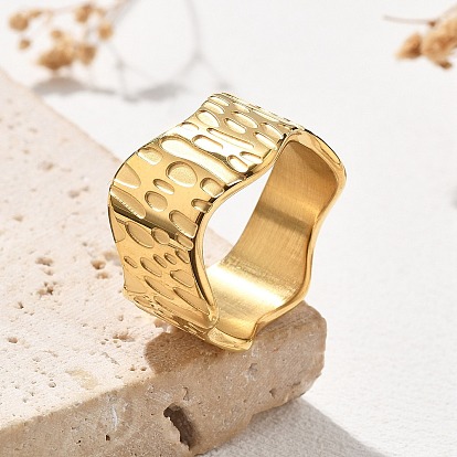 304 Кольца для пальцев из нержавеющей стали с широкими волнами, ионное покрытие (ip)