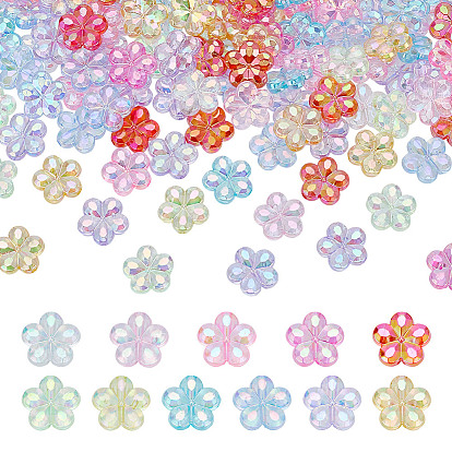 200 шт. прозрачные акриловые бусины, слива, AB Цвет покрытия