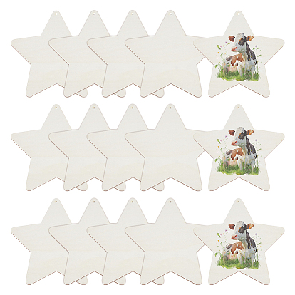 15 шт. необработанные деревянные подвесные украшения, детские принадлежности для рисования, настенные украшения, с пеньковой веревки