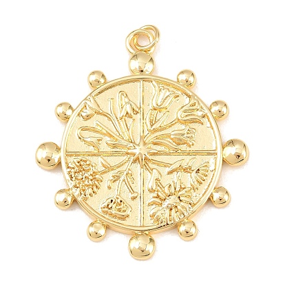 Латунные подвески, плоский круглый с цветными чарами, долговечный, стойки покрытие, без свинца и без кадмия