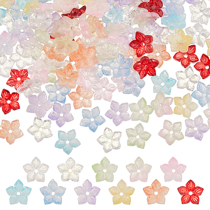 154 pièces 11 couleurs peinture de cuisson embouts de perles en verre filé à la main, Flower 5 pétales