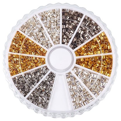 1 коробка 3 цвета латуни обжимной трубки шарики, 1.5~2x1.5~2 мм, отверстие : 1~1.5 мм