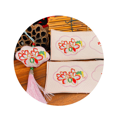 Pattern embroidery peony flower sachet purse fabric embroidery powder Dai peony diy sachet embroidery piece