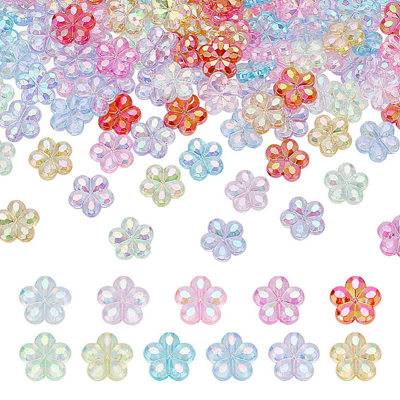 200 шт. прозрачные акриловые бусины, слива, AB Цвет покрытия