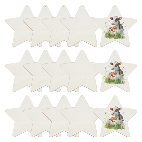 15 шт. необработанные деревянные подвесные украшения, детские принадлежности для рисования, настенные украшения, с пеньковой веревки