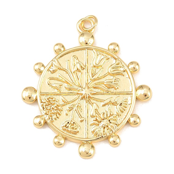 Латунные подвески, плоский круглый с цветными чарами, долговечный, стойки покрытие, без свинца и без кадмия