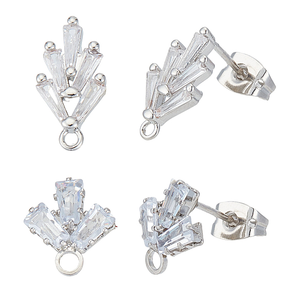 Изделия из латуни, с петлями, прозрачный кубический цирконий и ушные гайки, трава, латунные фрикционные ушные гайки