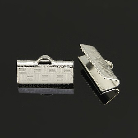 Extrémités de sertissage de ruban de laiton, rectangle, 7x15mm, Trou: 1x3mm