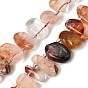 Natural Hematoid Quartz Ferruginous Quartz Beads Strands, Nuggets, with Seed Beads, Top Drilled, Tumbled Stone