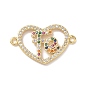 Латунные микропаве, разноцветные кубические цирконии, звенья в форме сердца, соединительные подвески, стойки покрытие, долговечный, без кадмия и без свинца