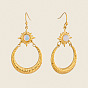 304 Stainless Steel Opalite Dangle Earrings for Women, Sun