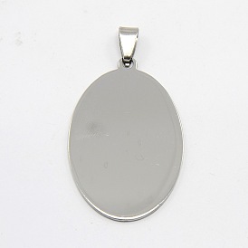 DIY Materials 201 Stainless Steel Flat Oval Hand Stamping Blank Tag Pendants, 53x30x1mm, Hole: 8x4mm