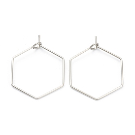 304 Stainless Steel Earring Settings, Hexagon