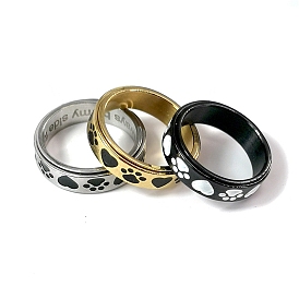 Stainless Steel Rotating Rings, Jewely for Unisex, Heart & Claw Print