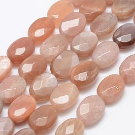 Sunstone naturelle perles brins, facette, ovale