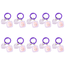 10шт. брелок из светящейся смолы, с брелоки железа, светится в темноте, сердце и квадрат с кроликом