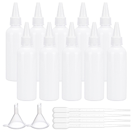BENECREAT PET Squeeze Bottle Kits, with Plastic Funnel Hopper & Dropper