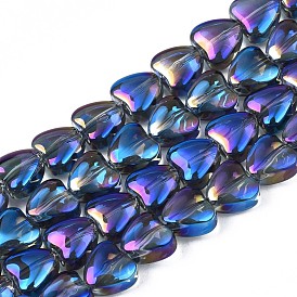 Electroplate Glass Beads Strands, AB Color, Heart