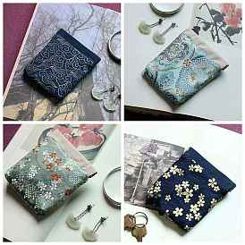 Rectangle Chinese Style Cloth Jewelry Gift Bags, Change Purse, Flower Pattern