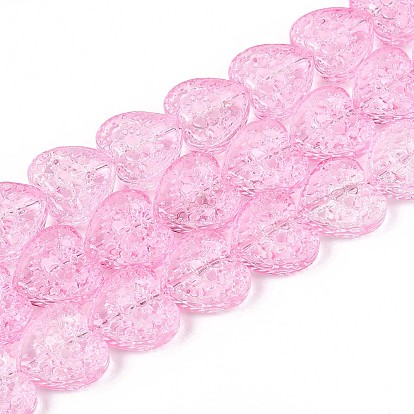 Прозрачные стеклянные бусины, Сердце со цветками 