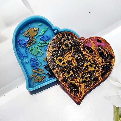 DIY Realistic Style Heart Pendant Food Grade Silicone Molds, Resin Casting Molds, for UV Resin & Epoxy Resin Craft Making