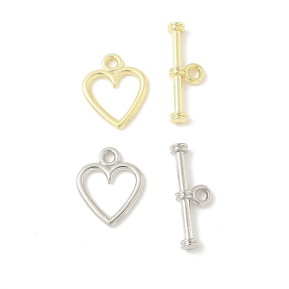 Застежки-тоглы из сплава в форме сердца, без кадмия и без свинца, стойки покрытие