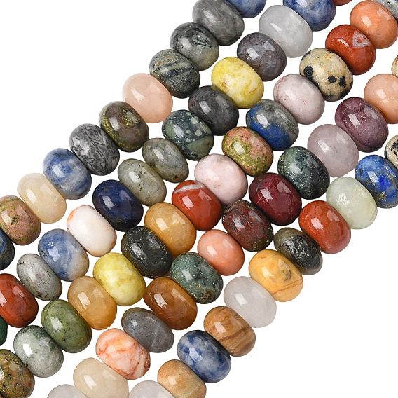 1 нити из натуральных смешанных драгоценных камней, рондель, смешанные окрашенные и неокрашенные