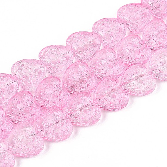 Прозрачные стеклянные бусины, Сердце со цветками 