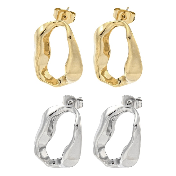 304 из нержавеющей стали серьги, Twist овальные