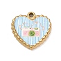 Printed 304 Stainless Steel Pendants, Heart with Camera Charms, Golden