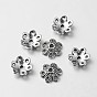 Тибетский стиль цветка сплава шарик крышки, 9x2.5 мм, отверстие : 1 мм