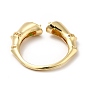 Brass Cubic Zirconia Cuff Ring, Open Ring for Women, Bamboo Stick
