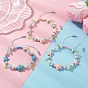 3Pcs Synthetic Turquoise & Natural Howlite & Imitated Pearl Acrylic Beads Beaided Bead Bracelets, Adjustable Nylon Thread Bracelets for Women, Turtle & Starfish