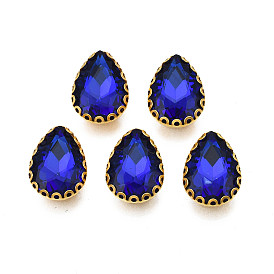 Шить на горный хрусталь, прозрачные стеклянные стразы, с настройками железного зубца, граненые, слеза