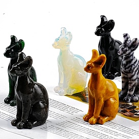 Natural & Synthetic Carved Egyptian Cat Figurines Statues for Home Office Desktop Decoration