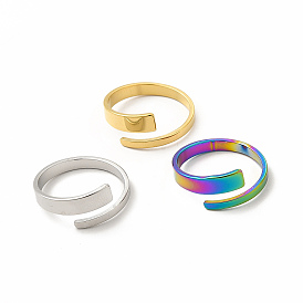 304 прямоугольное открытое манжетное кольцо из нержавеющей стали для женщин