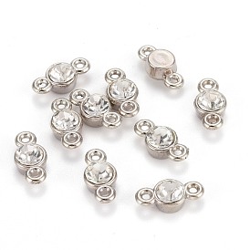 CCB Plastic Links Connectors, with Crystal Rhinestone, Flat Round