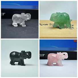 Natural & Synthetic Gemstone Display Decorations, 3D Elepnant Ornament, for Home Office Desk