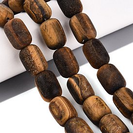 Frosted Natural Tiger Eye Beads Strands, Barrel
