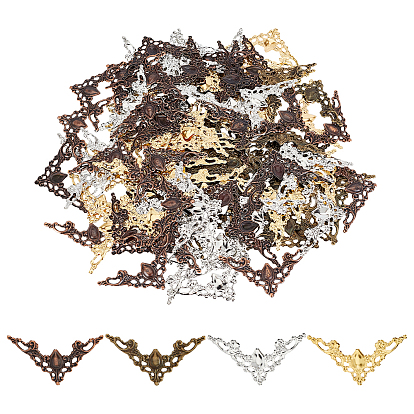 120шт 4 цвета железные филигранные столярные изделия, полый, треугольные