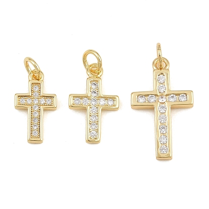 Pendentifs en laiton zircon cubique transparent, charmes croisées, sans cadmium et sans plomb