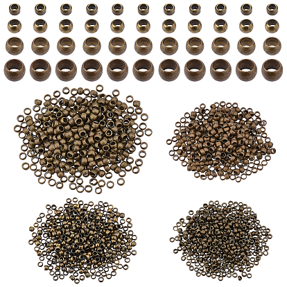2000Pcs 4 Style Brass Crimp Beads, Rondelle