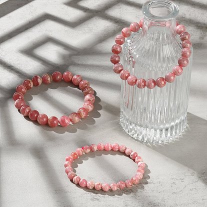 Браслеты из натурального аргентинского родохрозита с бусинами