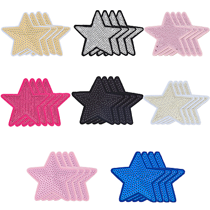 32шт 8цвета компьютерная вышивка ткань самоклеящиеся заплатки, наклеить патч, аксессуары для костюма, аппликация, звезда