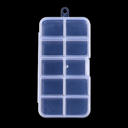 Transparent Plastic Containers, with 10 Compartments, for DIY Art Craft, Nail Diamonds, Bead Storage, Rectangle